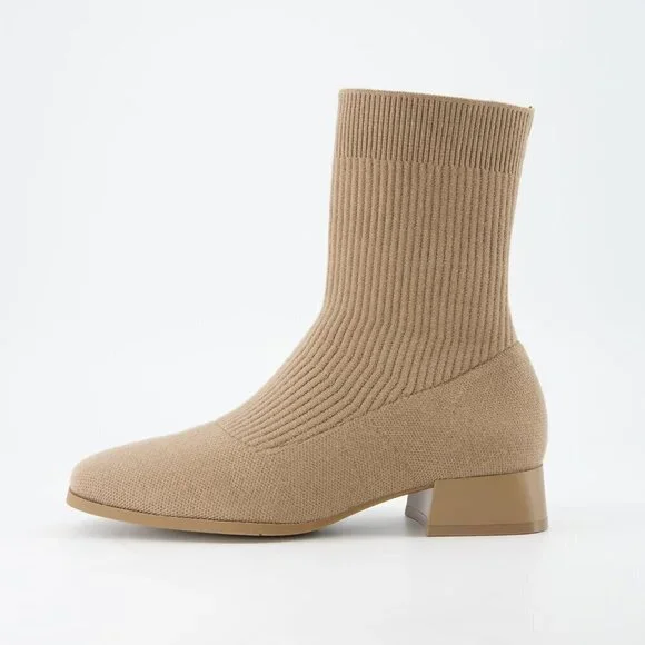 ⭐Women's Knit Ankle Boot with Block Heel Memory Foam Wide Widths For Women